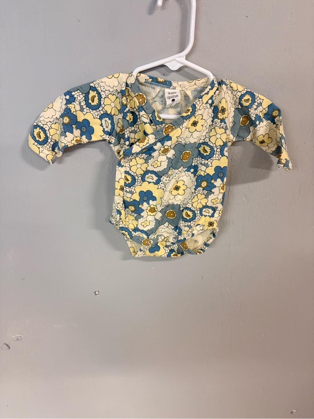 kate quinn Blue and Yellow Floral Wrap Bodysuit